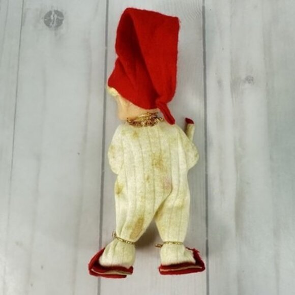 Vintage 1950's Felt Sleeping Pixie Elf Holding A Candle Christmas Decoration - Picture 2 of 8
